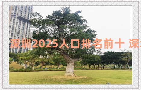 深圳2025人口排名前十 深圳人口2030